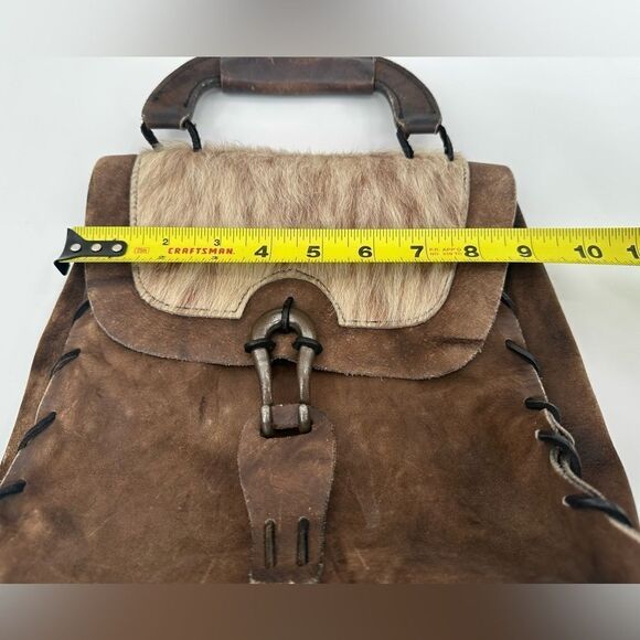 Vtg Park Lane Leather Horse Hair Western Distressed Bag Purse Handbag - Picture 14 of 16